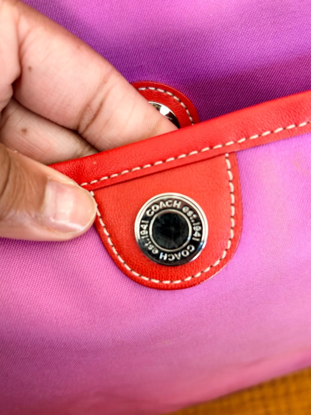 Vintage Coach Twill Garden Tote 6734 Pink Red Y2K - Picture 3 of 9